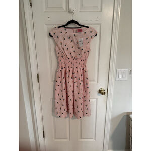 Kate Spade Pineapple Blaire Dress Pink Novelty Print Smocked Waist Size S NWT
